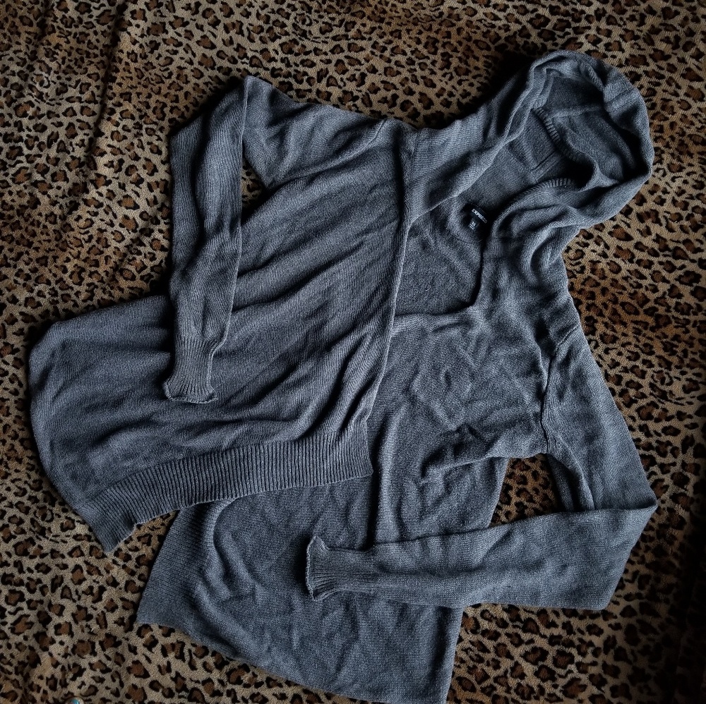 Express Grey Cardigan with Hoodie